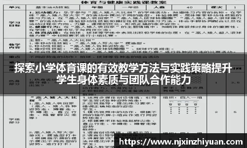 探索小学体育课的有效教学方法与实践策略提升学生身体素质与团队合作能力